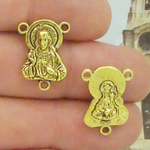 Sacred Heart Rosary Centerpiece Gold Pewter