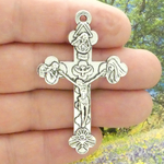 Holy Trinity Crucifix Pendant in Silver Pewter