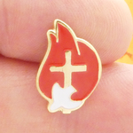 Confirmation Lapel Pin with White Dove and Flame