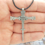 Crucifix Cross Lasered Engraved Pendant with Chain Stainless Steel