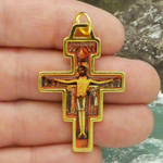 San Damiano Crucifix Pendants Wholesale in Gold Pewter