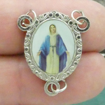 Our Lady of Grace Rosary Centers Bulk in Silver Pewter