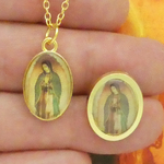 Our Lady of Guadalupe Necklace and Pin Set in Gold Tone