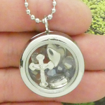 Cross Pendant Necklace with Crystals on 30 Inch Bead Chain