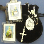 First Holy Communion Rosary Gift Set in Black Felt Pouch Boys