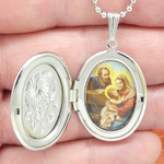 Holy Family Pendant Necklace with 24 Inch Bead Chain