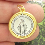 Miraculous Medal Charm in Silver and Gold Pewter