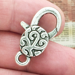 Antique Silver Lobster Clasp in Pewter with Ornate Design