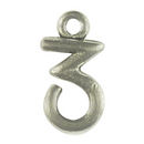 Sports Number Charm 3 in Antique Silver Pewter