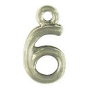 Sports Number Charm 6 in Antique Silver Pewter