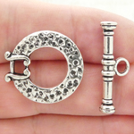 Hammered Toggle Clasps Wholesale in Antique Silver Pewter