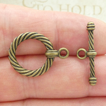 Round Rope Toggle Clasp Wholesale in Bronze Pewter