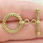 Round Rope Toggle Clasp for Jewelry Making in Gold Pewter