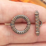 Round Ornate Toggle Clasp Wholesale in Copper Pewter