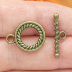 Round Rope Toggle Clasp Wholesale in Bronze Pewter