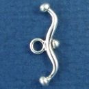 Toggle Clasp Rope Small Waved Bar and Bead Tips Sterling Silver