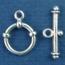 Toggle Clasp Round with Bar Medium Set Sterling Silver